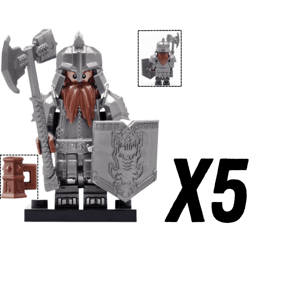 Lord the Rings Iron Hill Dwarves Axes Block Figures Set 10pcs