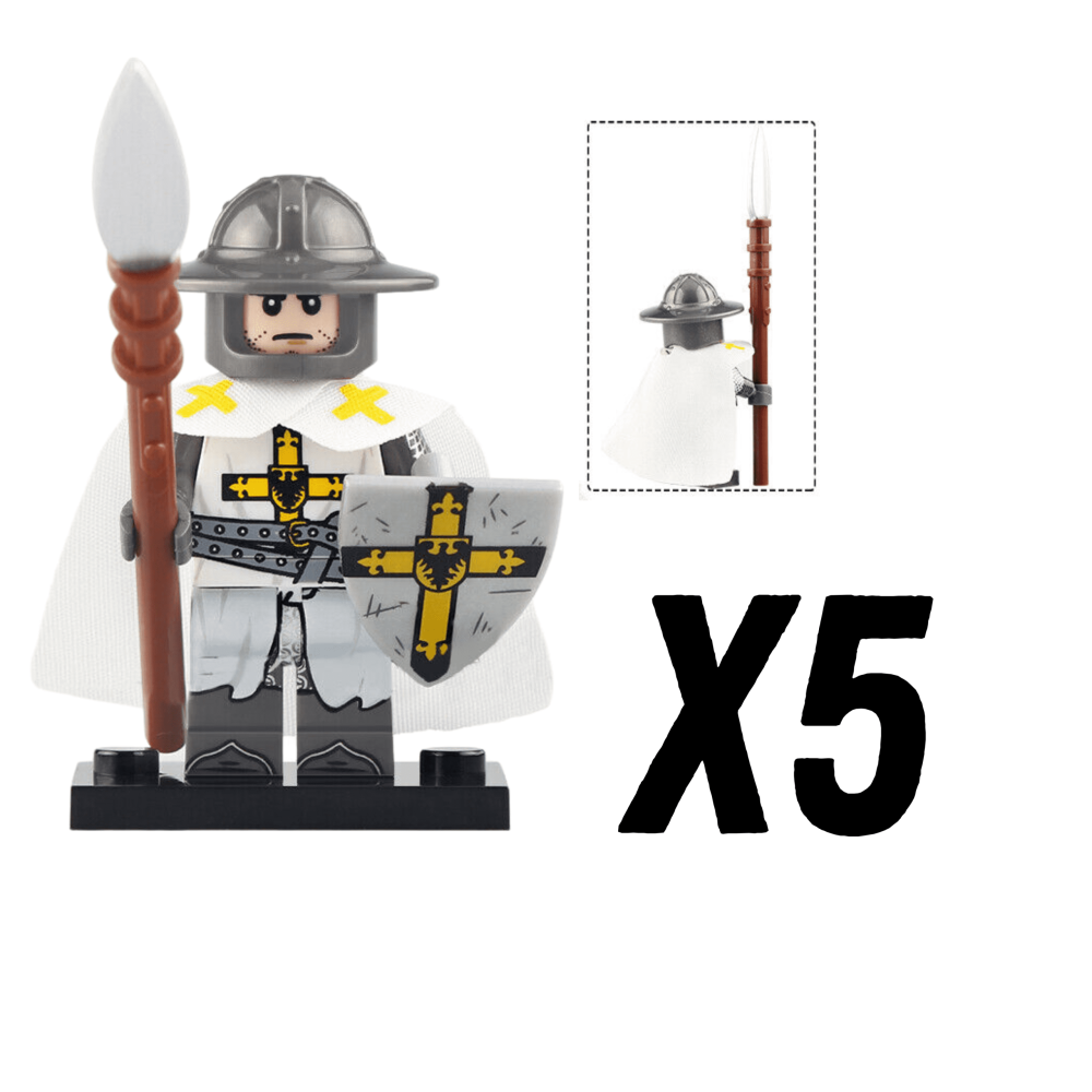 Crusades Teutonic Knights Spearman Block Figures Set of 10pcs