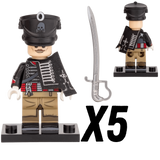 Napoleonic Wars Prussian Skeleton Hussars Block Figures Set of 5pcs