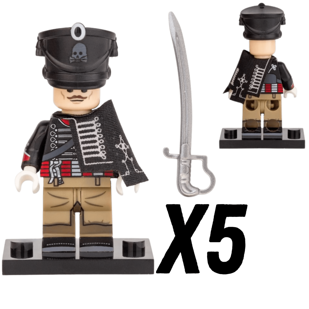 Napoleonic Wars Prussian Skeleton Hussars Block Figures Set of 5pcs