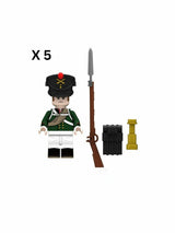 Napoleonic Wars Russian Artillery Infantry Block Figures Set of 10pcs