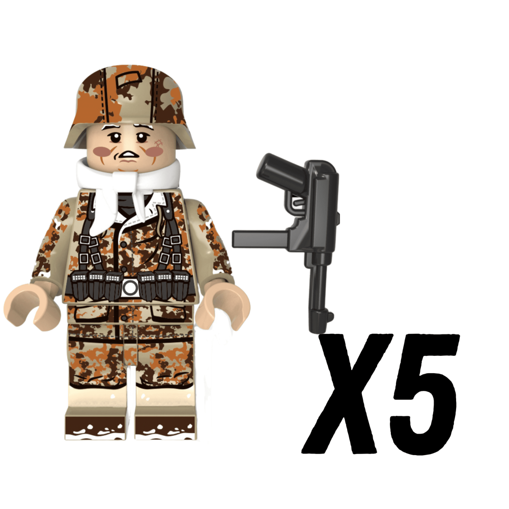 WW2 German Winter Snow Soldiers MP40 Block Figures Set of 5pcs