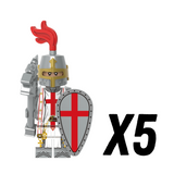 Crusades Knights Templar Battle Priests Block Figures With War Hammers and Shield Accessories