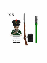 Napoleonic Wars Russian Artillery Infantry Block Figures Set of 10pcs