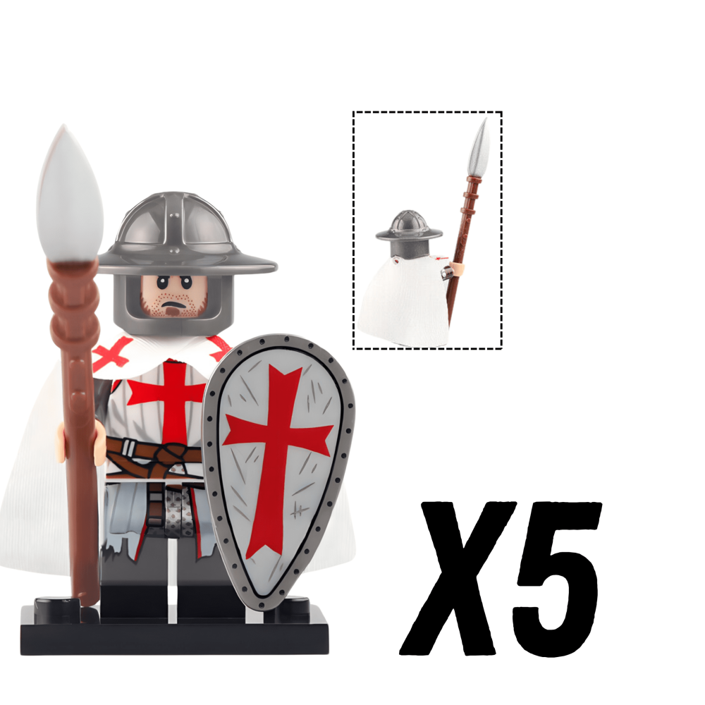 Knight Templar Spearmen Block Figures Set of 10pcs