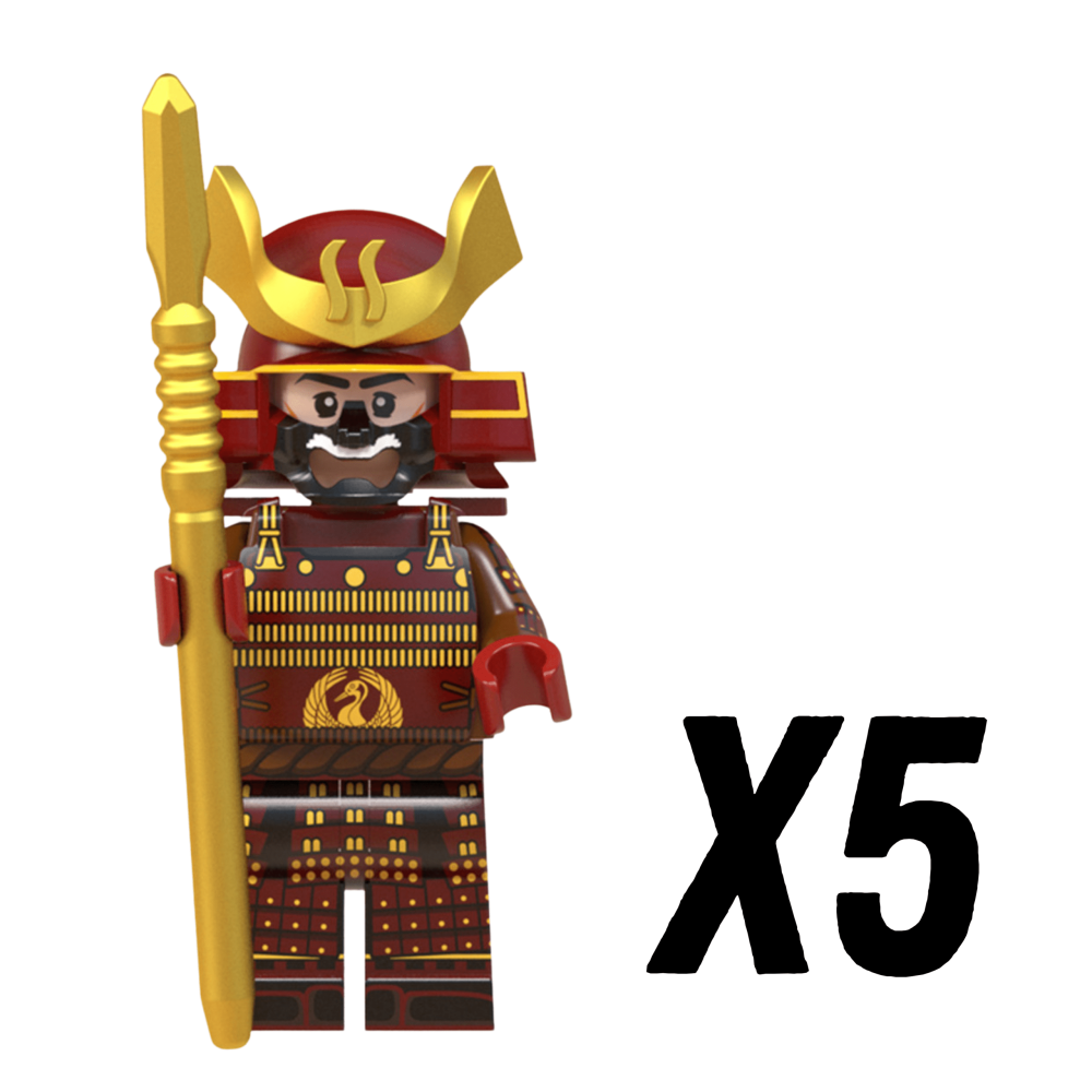 Japanese Samurai Spear Block Figures Set of 10pcs