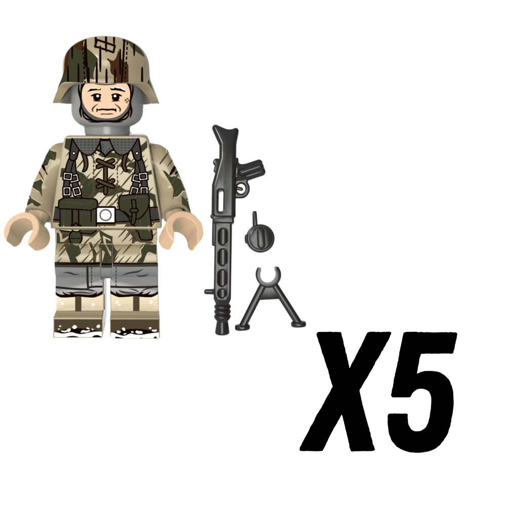 Hermann Goering Paratrooper WW2 Soldiers MG-42 Machine GunBlock Figures Set of 5pcs