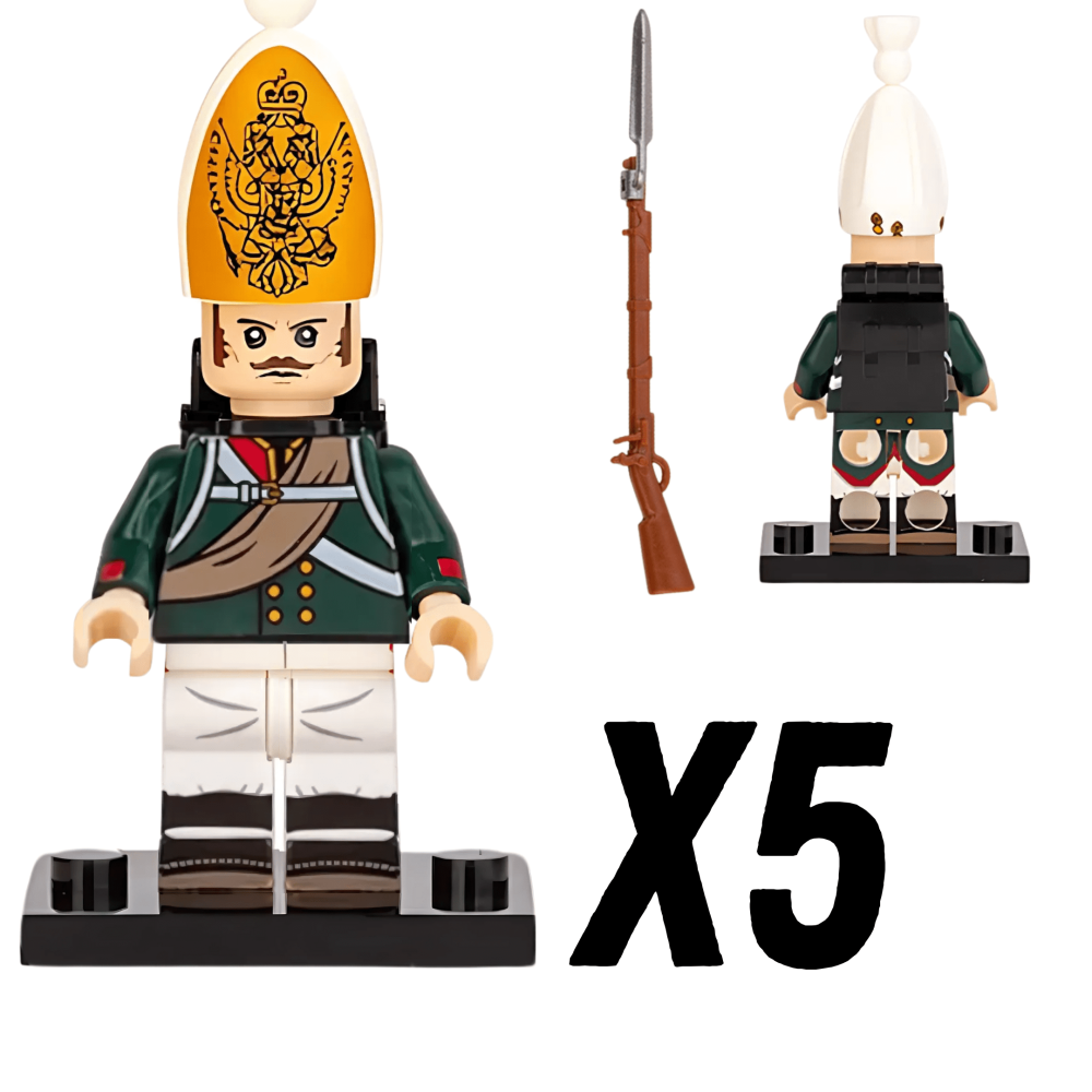Napoleonic Wars Russian Pavlov Granadier Bayonet Riflemen Block Figures Set of 5pcs