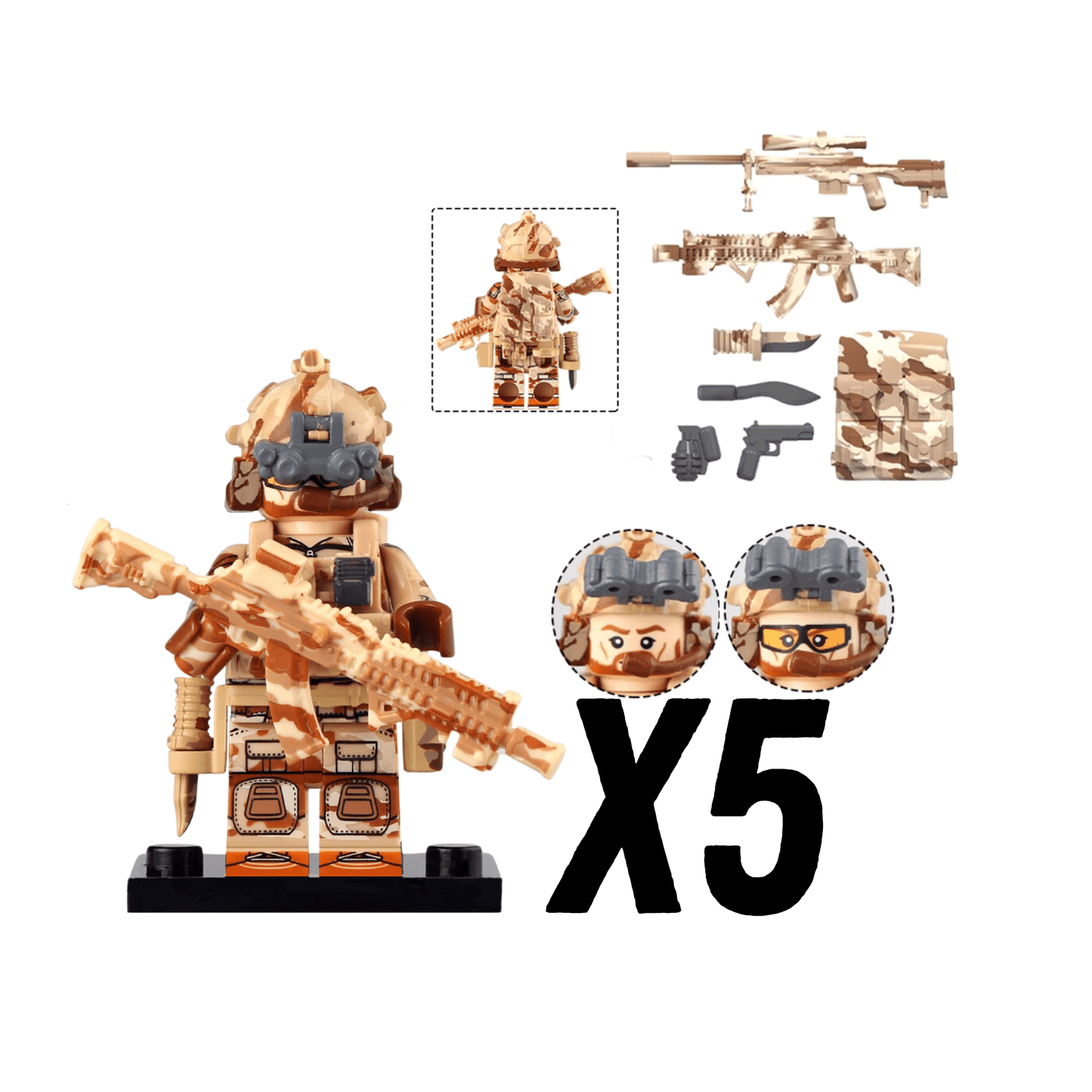 US Army Navy Seals Block Figures Set