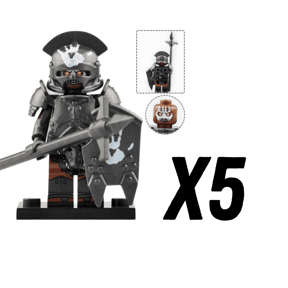 Lord the Rings Uruk-Hai Halberd Spears Infantry Block Figures Set 5pcs