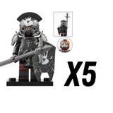 Lord the Rings Uruk-Hai Halberd Spears Infantry Block Figures Set 5pcs