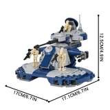 Space War Theme Battle Droid Armored Assault Tank MOC Building Set – 398pcs (Blue)