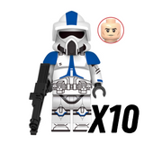 Space War Theme 501st Clone Trooper Block Figures Set – ARF, Heavy, Pilot, and Airborne