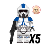 Space War Theme 501st Clone Trooper Block Figures Set – ARF, Heavy, Pilot, and Airborne