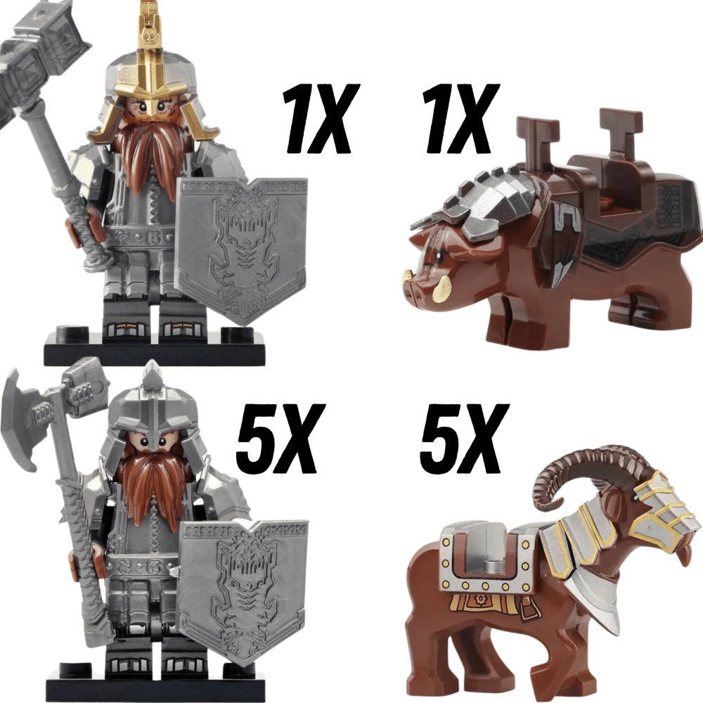 Lord the Rings Iron Hill Dwarves with Boars and Goat Mounts