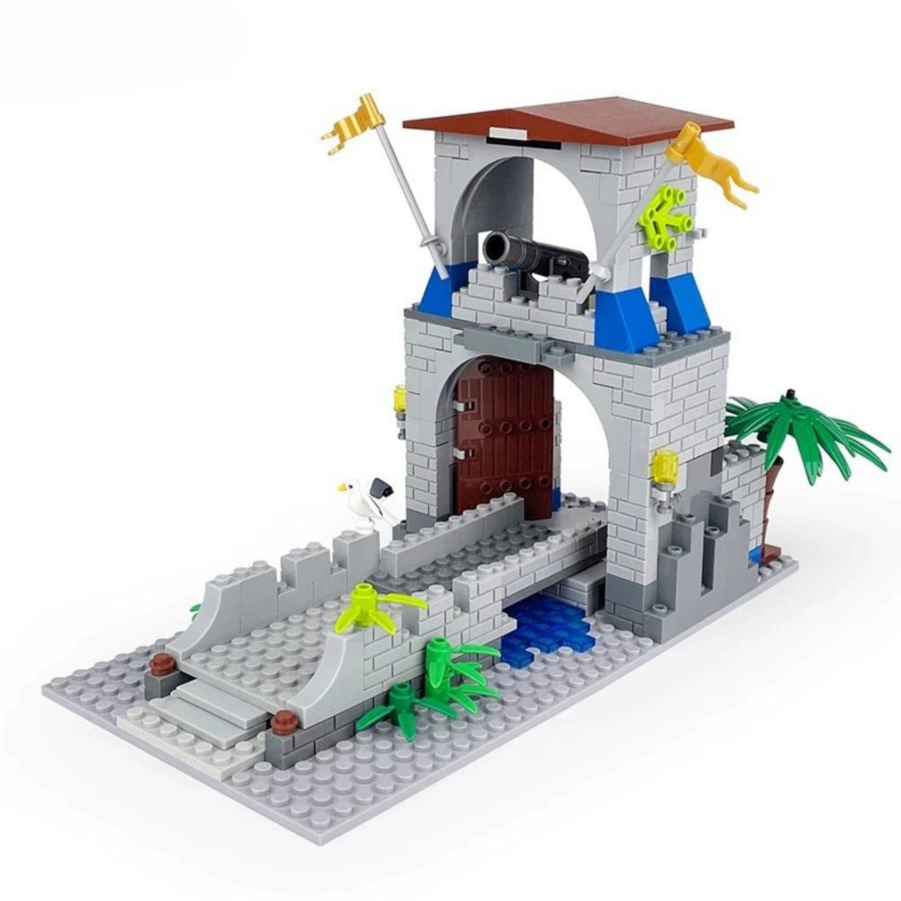 Castle Gatehouse with Drawbridge & Cannon Tower Building  Set