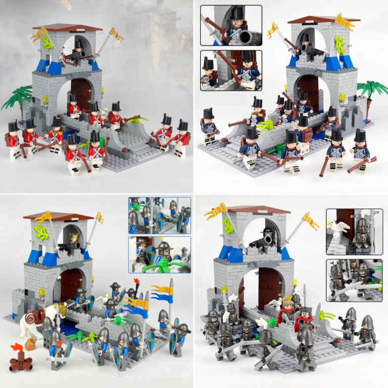 Castle Gatehouse with Drawbridge & Cannon Tower Building  Set