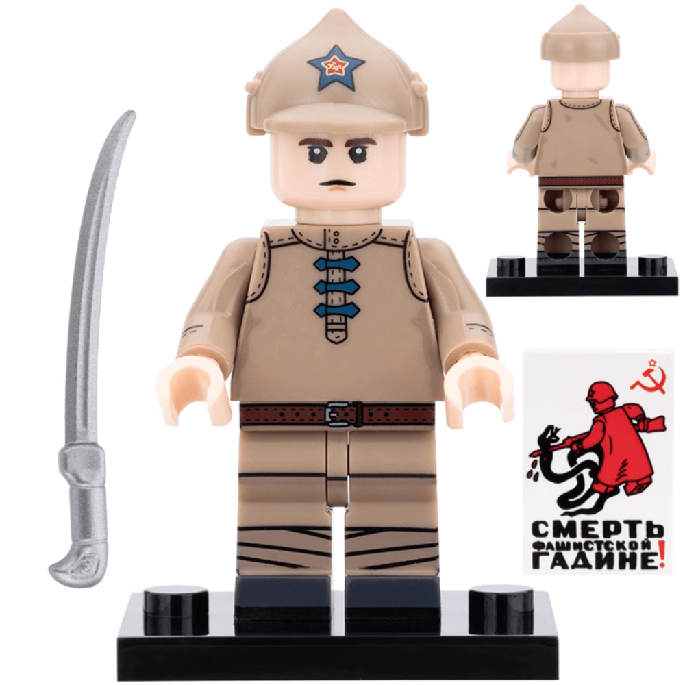 WWII Soviet Red Army Soldier Building Block Figures Set with Weapons & Accessories