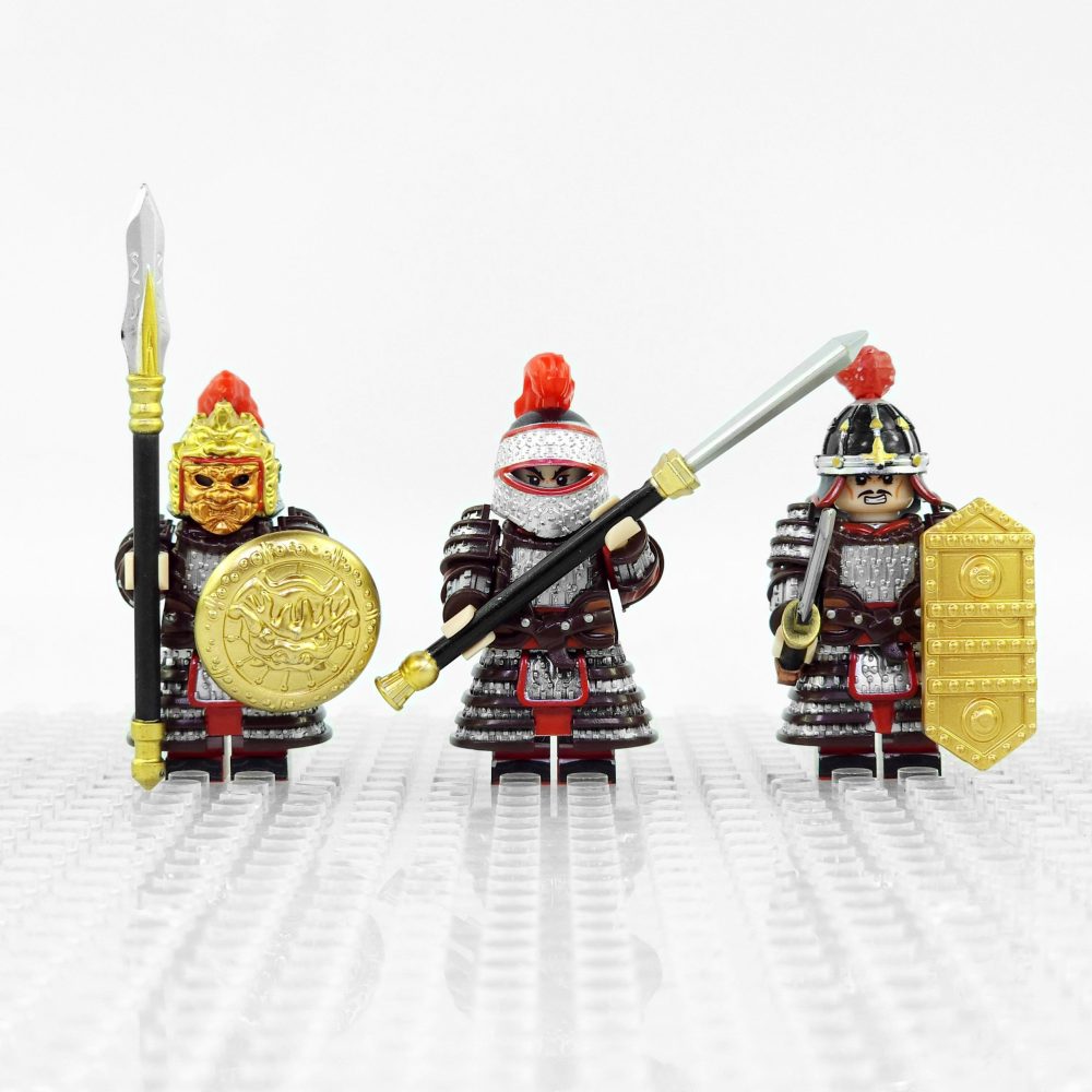 Chinese Medieval Heavy Armor Dynasty Soldiers Block Figures Set of 3pcs