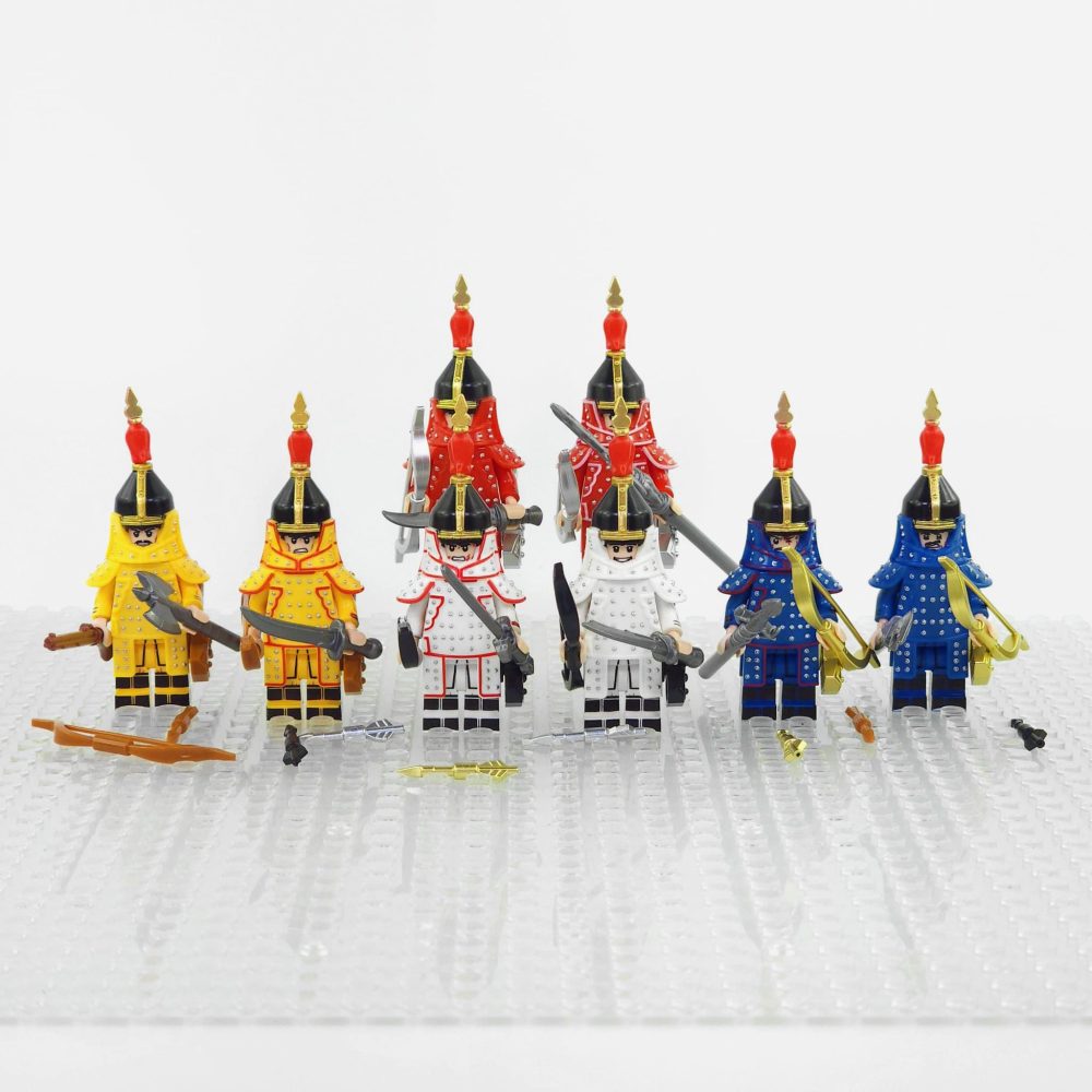 Chinese Qing Dynasty Warriors Block Figures Set of 8pcs