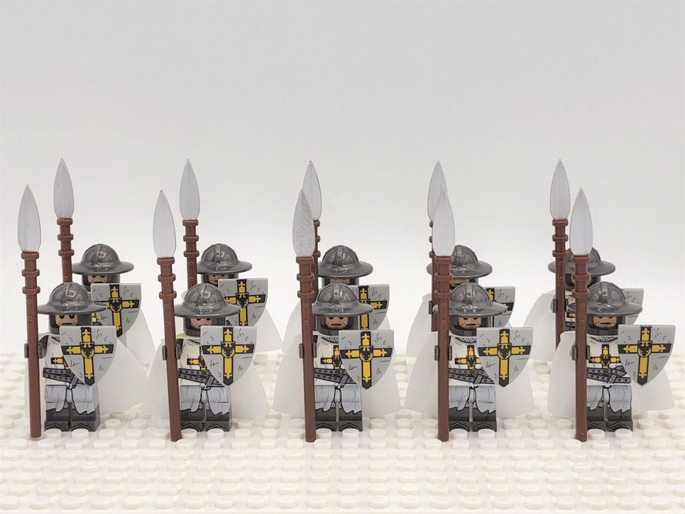 Crusades Teutonic Knights Spearman Block Figures Set of 10pcs