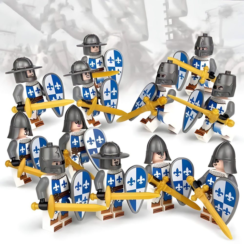 French Fleur-De-Lis Medieval Castle Knights Block Figures Set of 12pcs