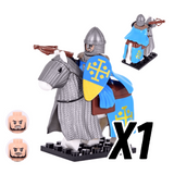 Kingdom of Jerusalem Mounted Knights & Armored Warhorse Block Figures Set