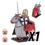 Tripoli Mounted Knights & Armored Warhorse Block Figures Set