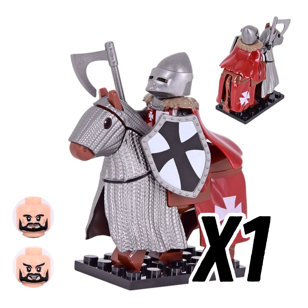 Tripoli Mounted Knights & Armored Warhorse Block Figures Set