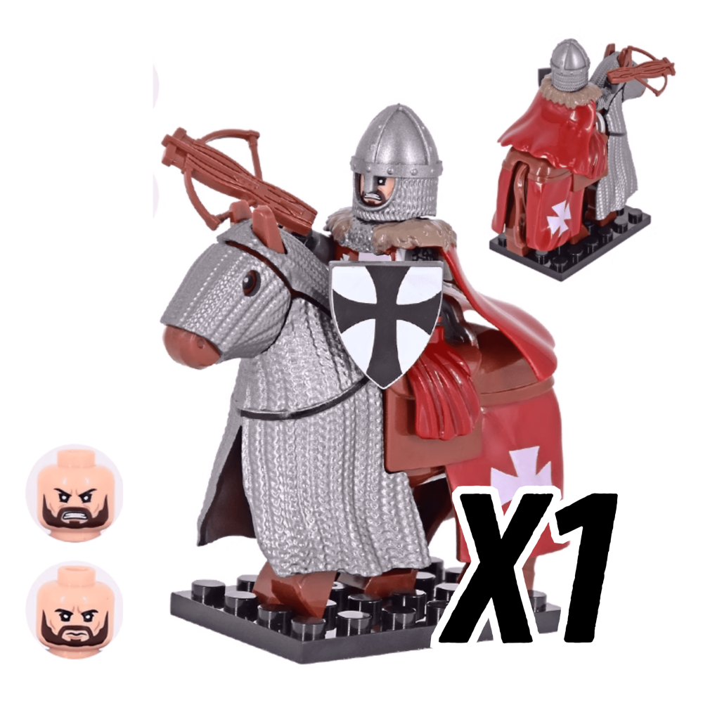 Tripoli Mounted Knights & Armored Warhorse Block Figures Set