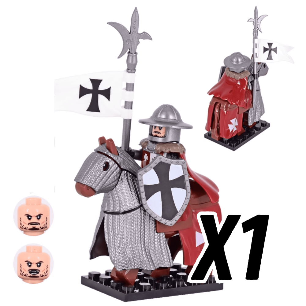 Tripoli Mounted Knights & Armored Warhorse Block Figures Set