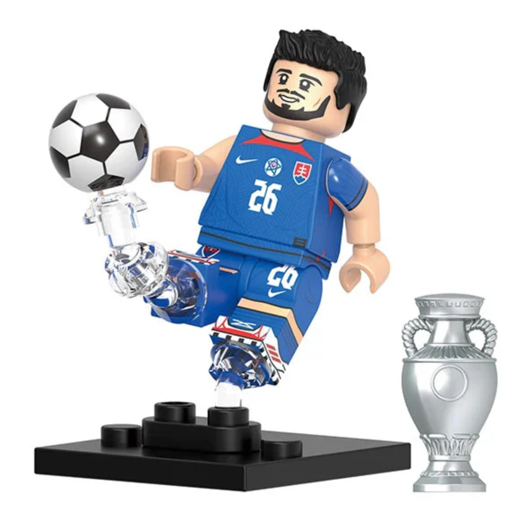 Football Star Block Figures Set – 8 Soccer Player Figures with Trophy and Ball