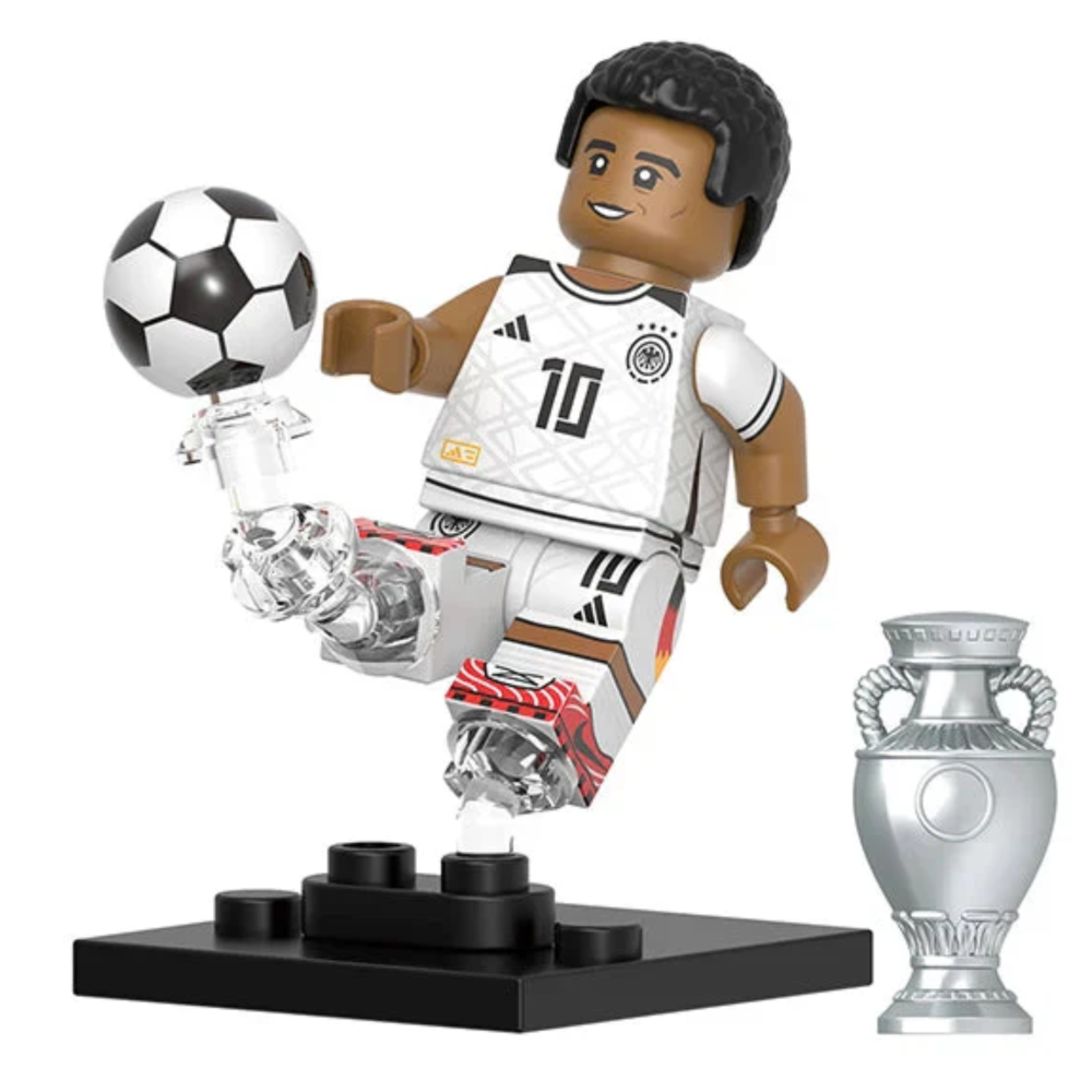 Football Star Block Figures Set – 8 Soccer Player Figures with Trophy and Ball