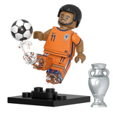 Football Star Block Figures Set – 8 Soccer Player Figures with Trophy and Ball