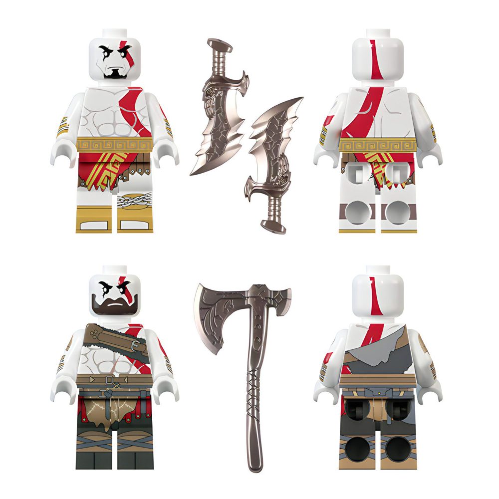 God of War Kratos Block Figures Set of 2pcs With Axe and Dagger Accessories