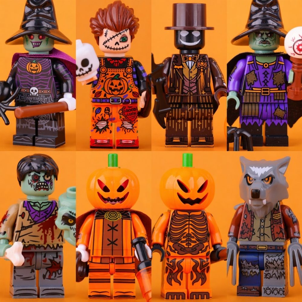 8-Pack Halloween Spooky Themed Custom Block Figures