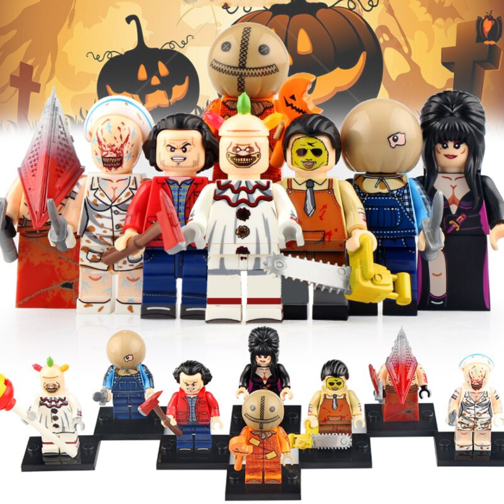 8PCS Classic Horror Block Figures | Halloween Building Block Toys