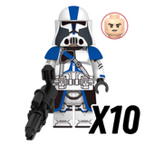 Space War Theme 501st Clone Trooper Block Figures Set – ARF, Heavy, Pilot, and Airborne