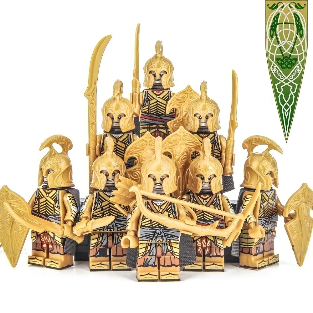 Lord the Rings High Elves vs Uruk Hai Block Figures Set 16pcs