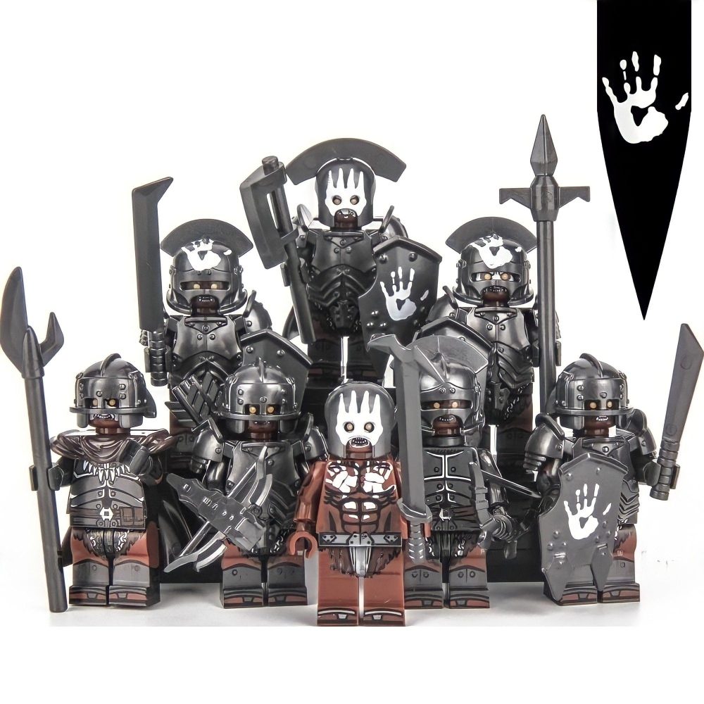 Lord the Rings High Elves vs Uruk Hai Block Figures Set 16pcs