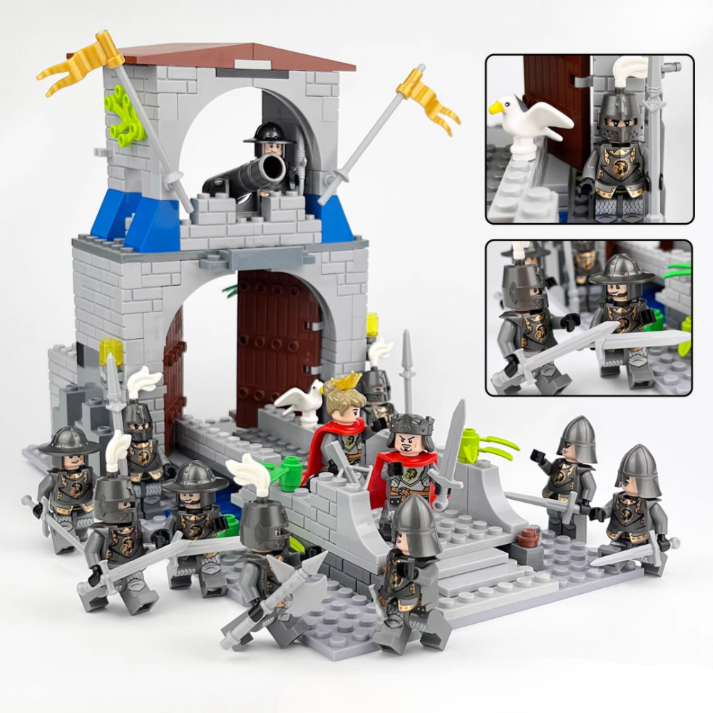 Castle Gatehouse with Drawbridge & Cannon Tower Building  Set