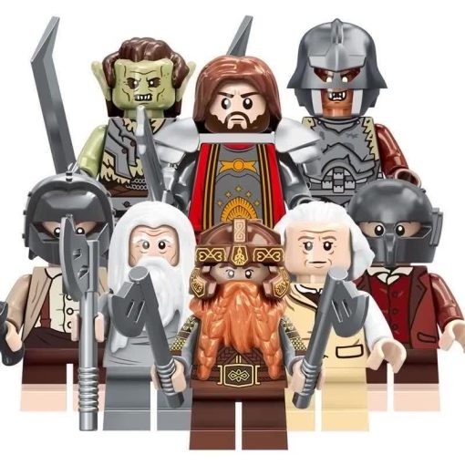 Lord of the Rings Block Figures Set – Gimli Isildur Frodo & Sam Orc Armor