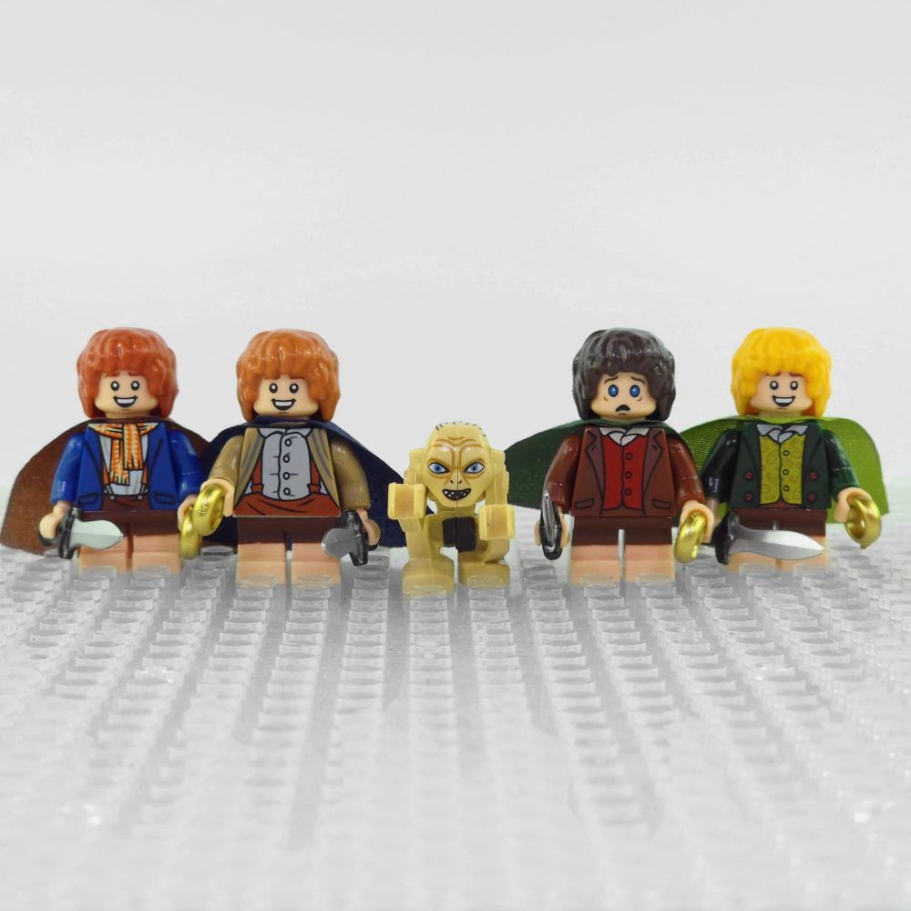 Lord the Rings Hobbits the Shire Frodo Sam Merry Pippin Gollum Block Figures
