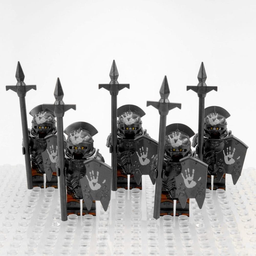 Lord the Rings Uruk-Hai Halberd Spears Infantry Block Figures Set 5pcs