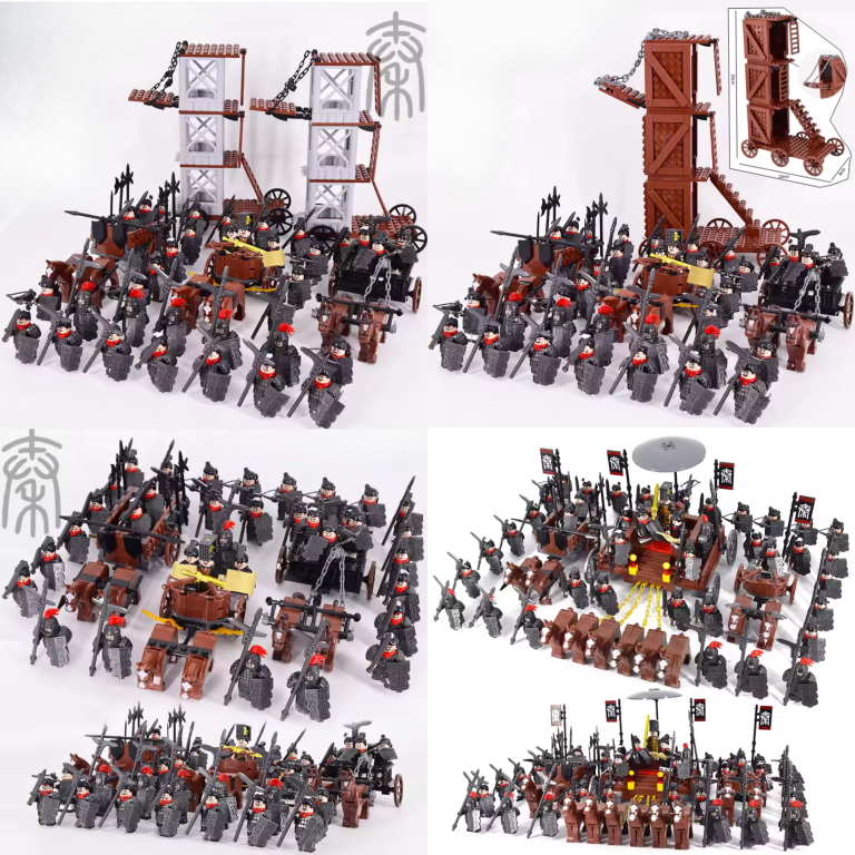 Medieval Qin Dynasty Chariots Block Figures Set