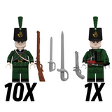 Napoleonic Wars 95th Rifles British Infantry Block Figures Set of 11pcs