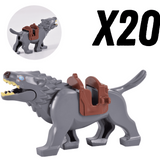 Lord the Rings White Brown Grey Black Wargs Mounts for Block Figures