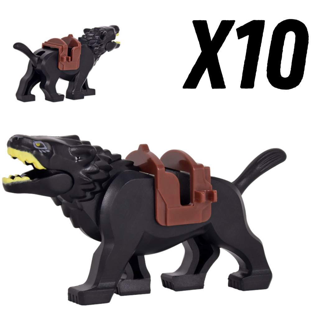 Lord the Rings White Brown Grey Black Wargs Mounts for Block Figures