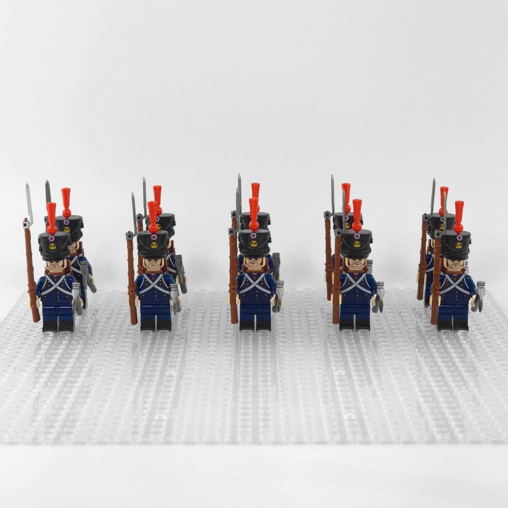 Napoleonic Wars French Artillery Infantry Block Figures Set With Rifle Bayonet & War Axe