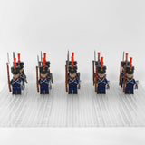 Napoleonic Wars French Artillery Infantry Block Figures Set With Rifle Bayonet & War Axe